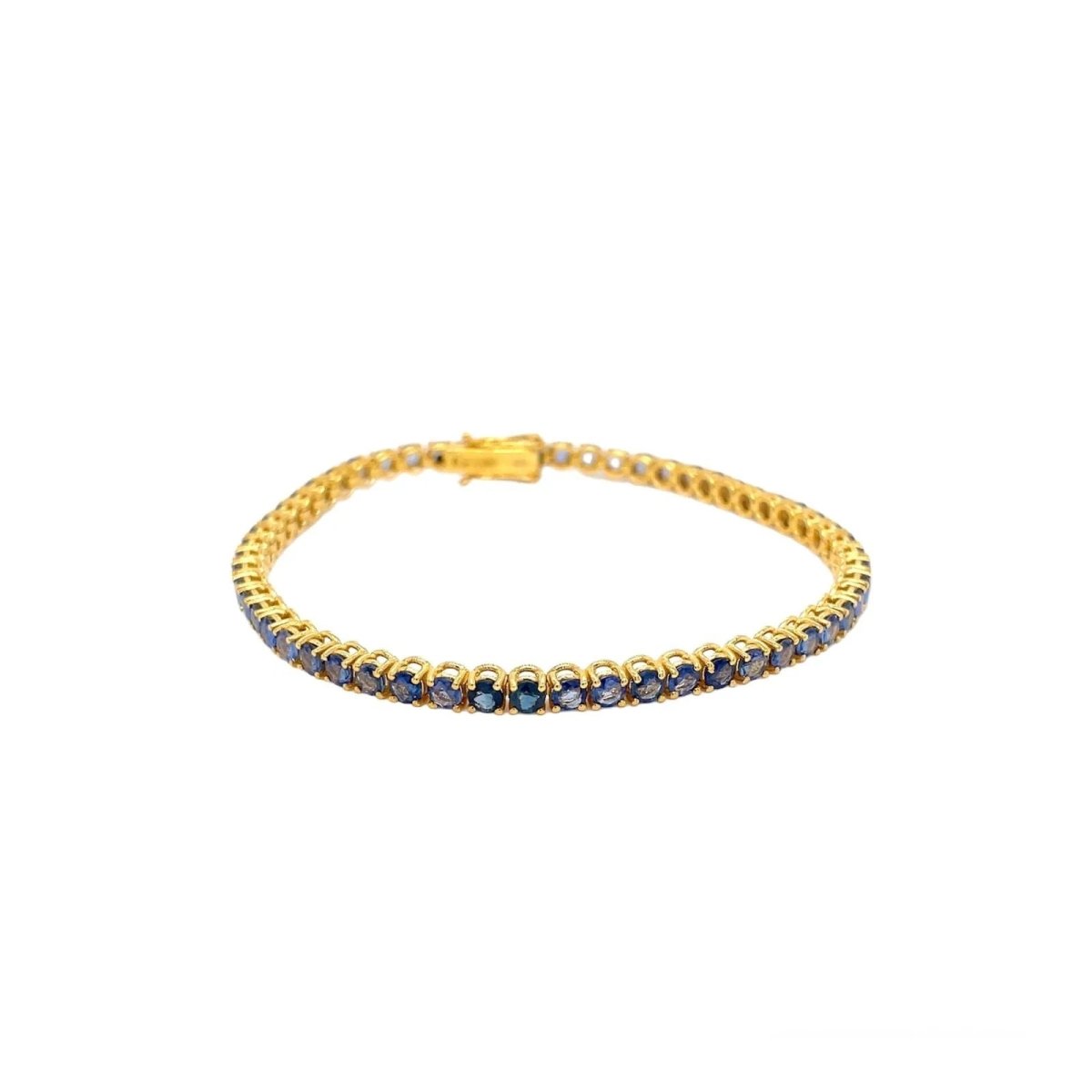 CTW 6 Natural Blu Sapphire Gold Tennis Bracelet - Castafiore