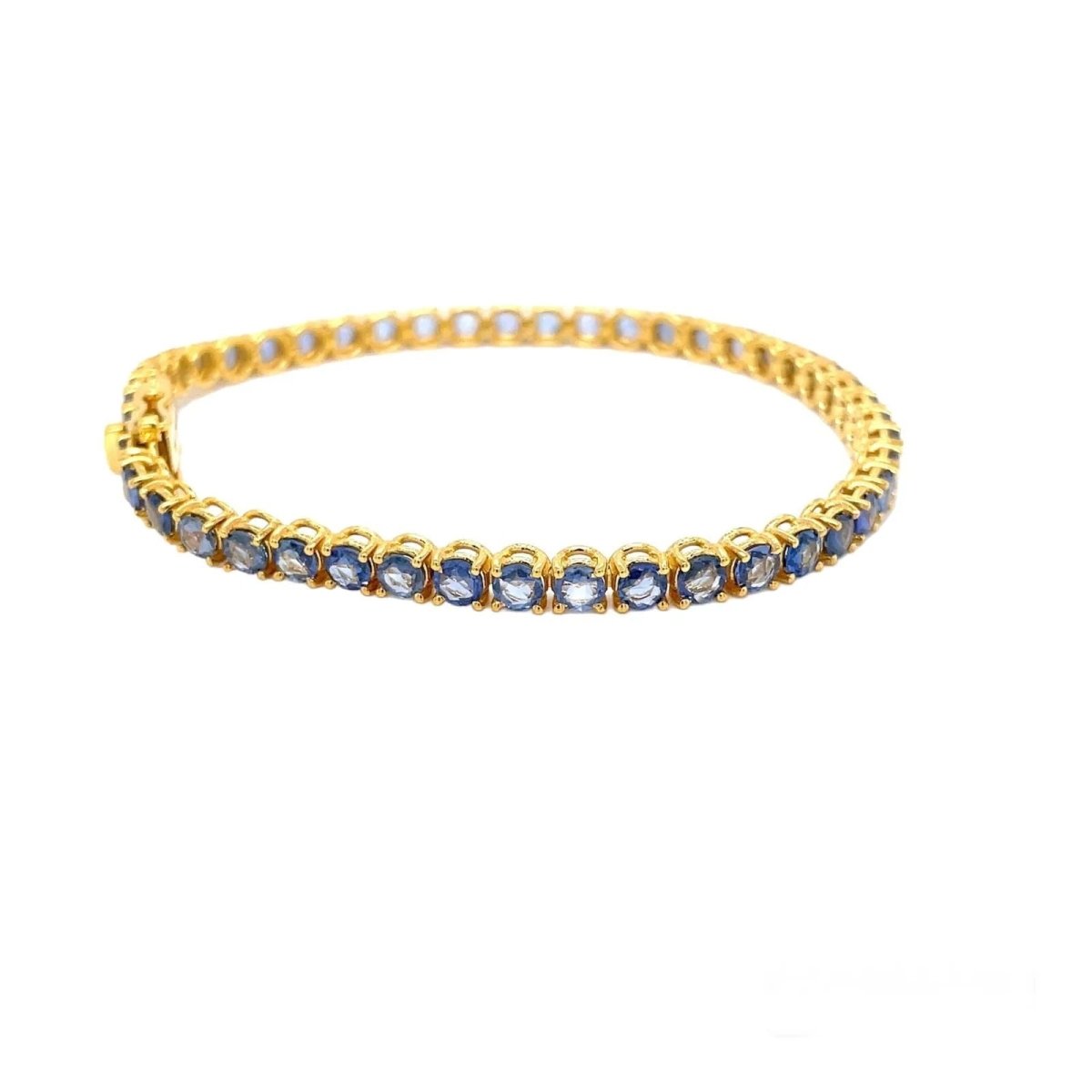 CTW 8 Natural Blu Sapphire Gold Tennis Bracelet - Castafiore