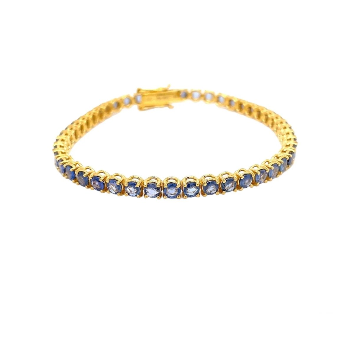 CTW 8 Natural Blu Sapphire Gold Tennis Bracelet - Castafiore