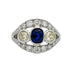 White Gold, Sapphire, and Diamond Ring