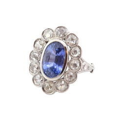 Marguerite Ring in Platinum, Sapphire, and Diamonds