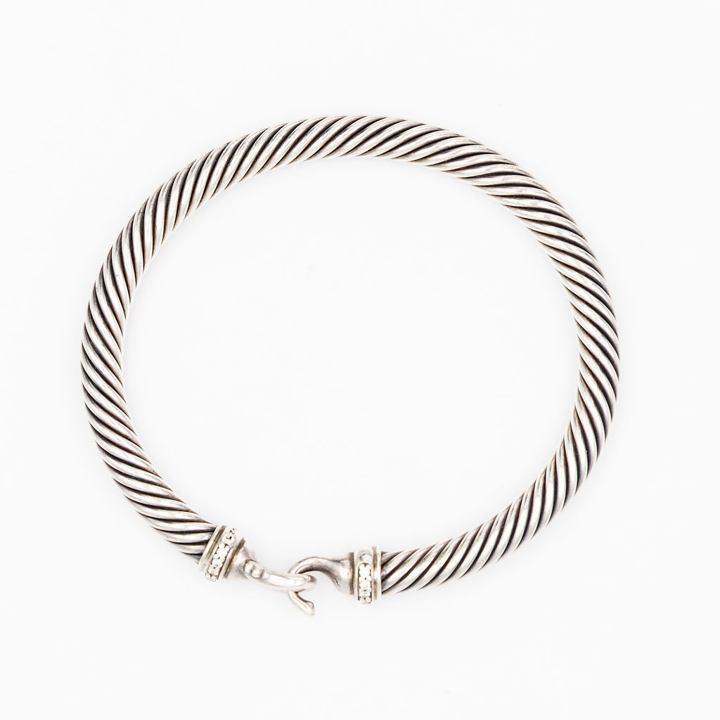 Bracelet DAVID YURMAN "Buckle Classic Cable" in silver and diamond