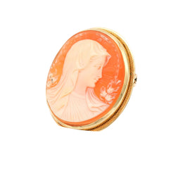 Yellow Gold Brooch with Cameo