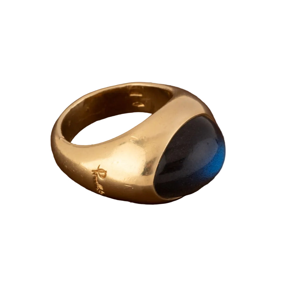 POMELLATO Bangle Ring in yellow gold and labradorite