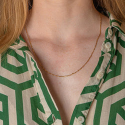 Yellow Gold Alternating Link Necklace