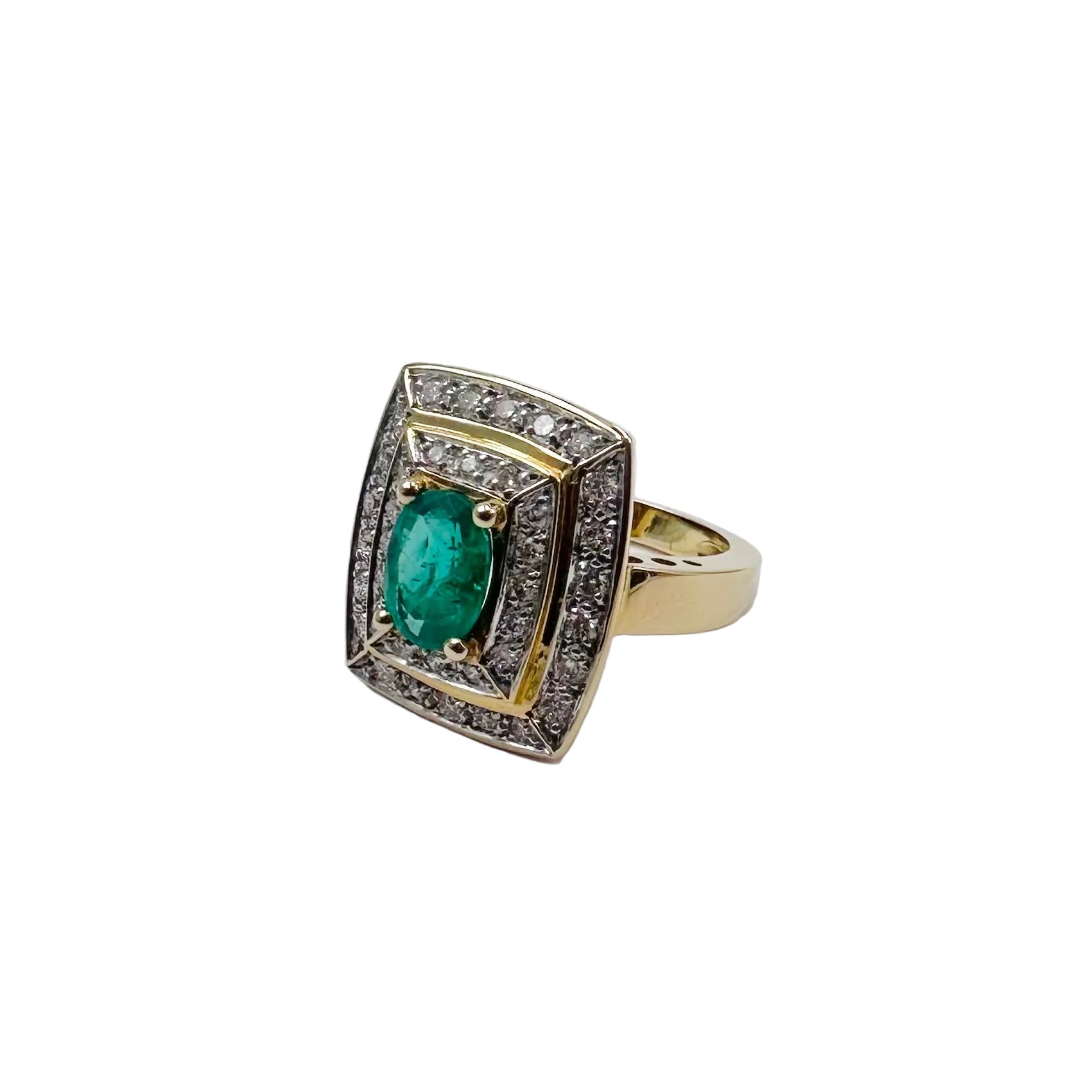 Yellow gold, emerald and diamond Entourage Ring