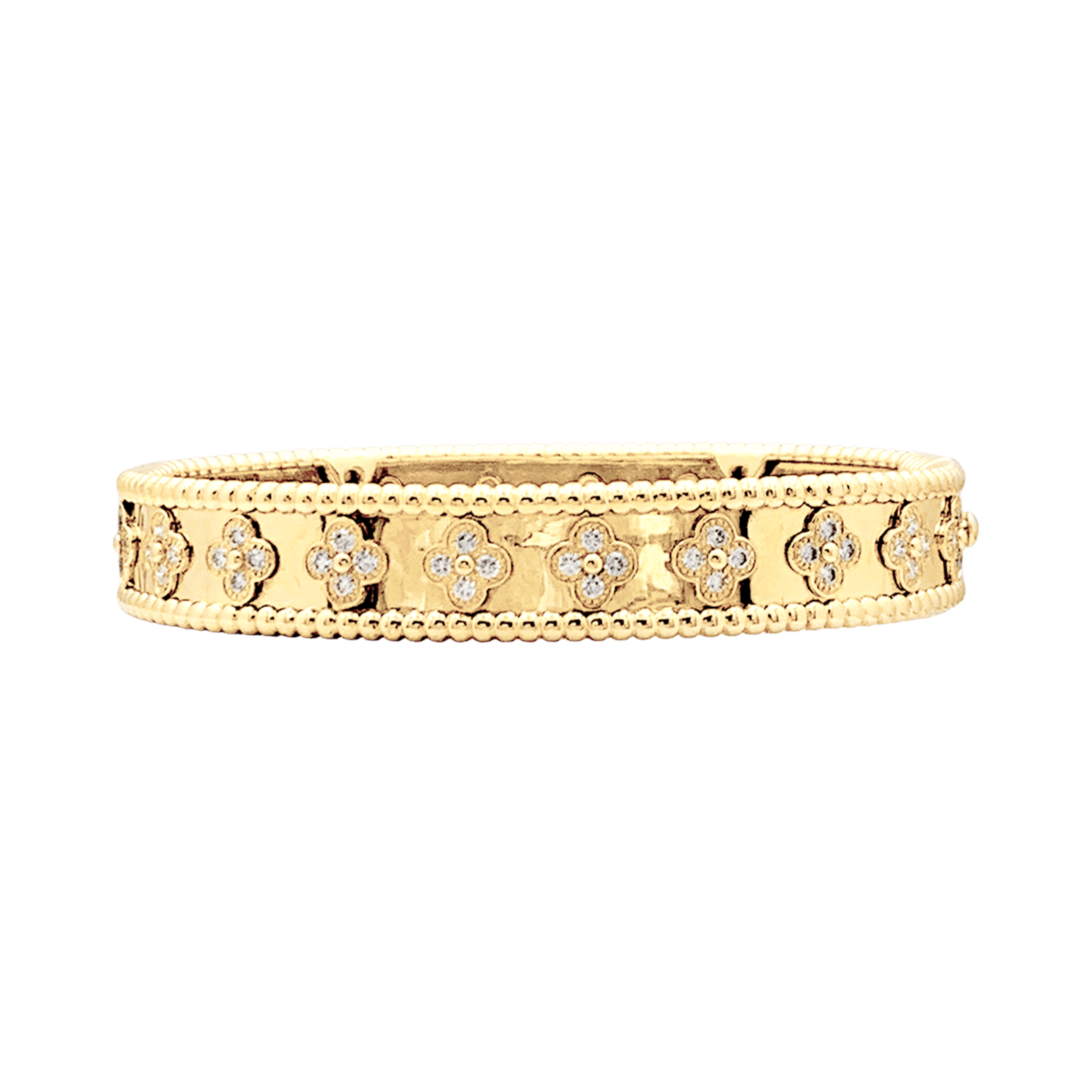 Bracelet Van Cleef & Arpels, "Perlée Trèfles", or jaune et diamants.