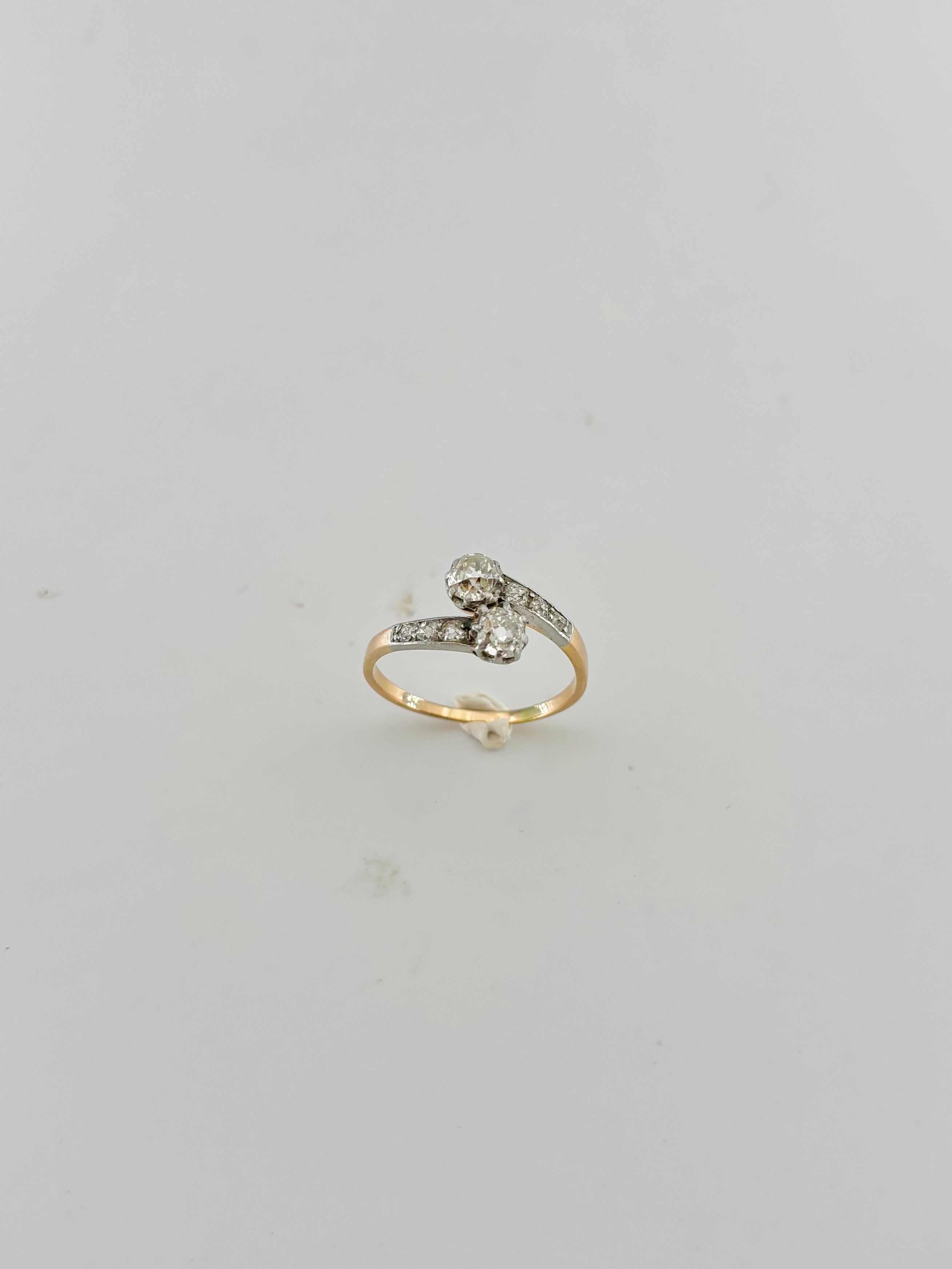 "Toi et Moi" Ring in Platinum, Yellow gold, and Diamonds