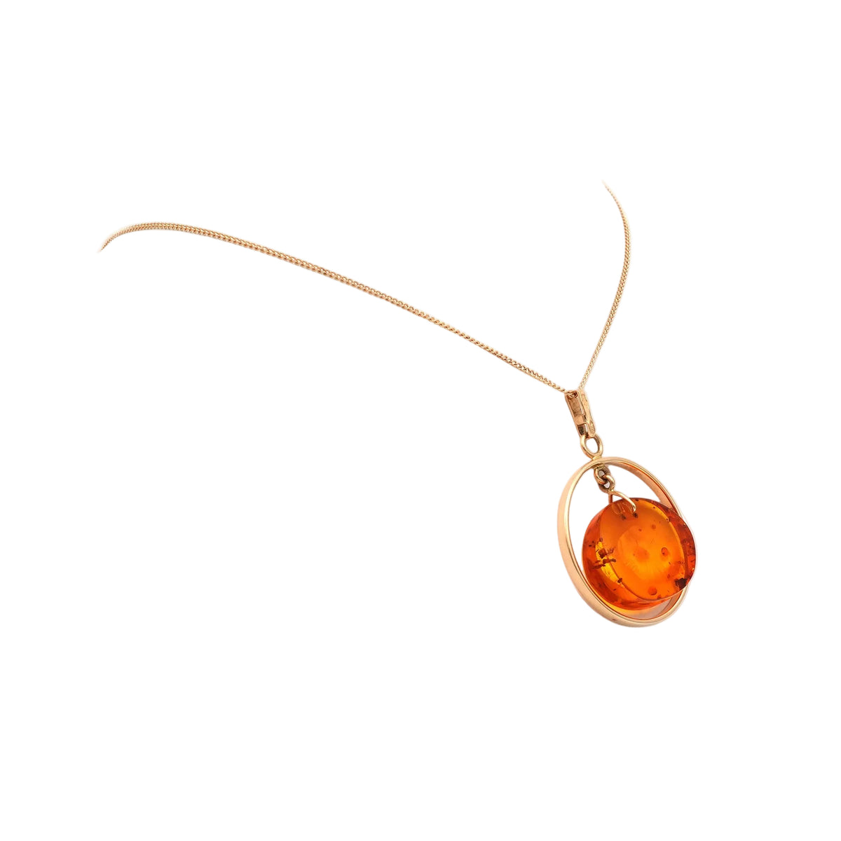 Yellow Gold and Amber Pendant Necklace