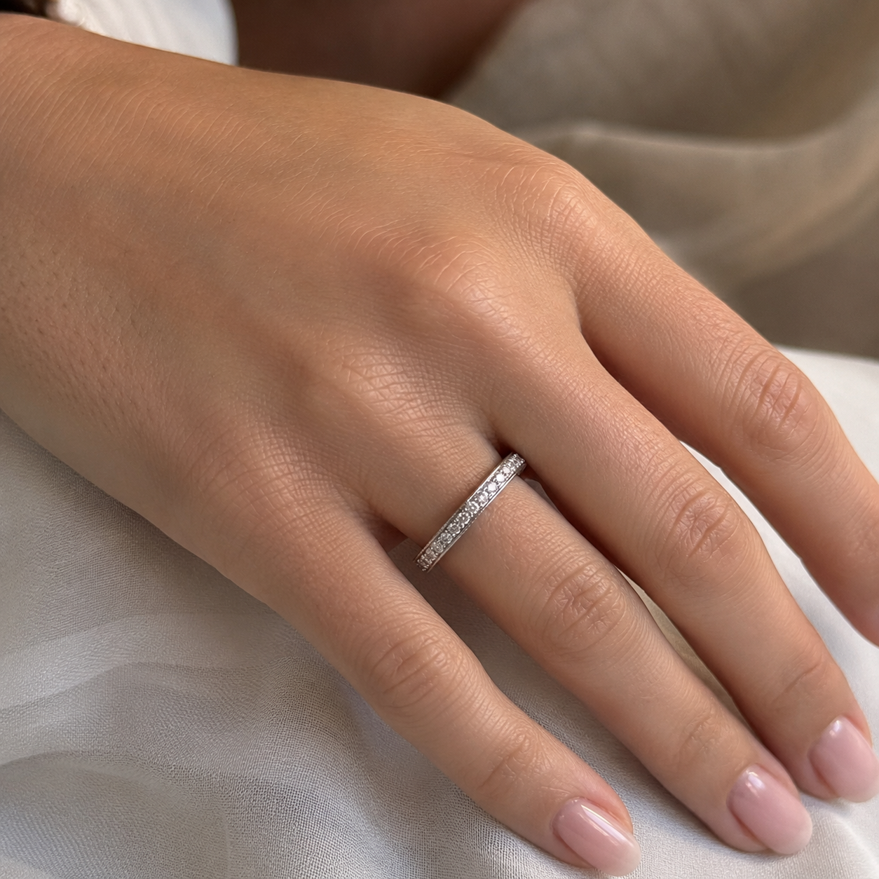 White Gold and Diamond Wedding Band