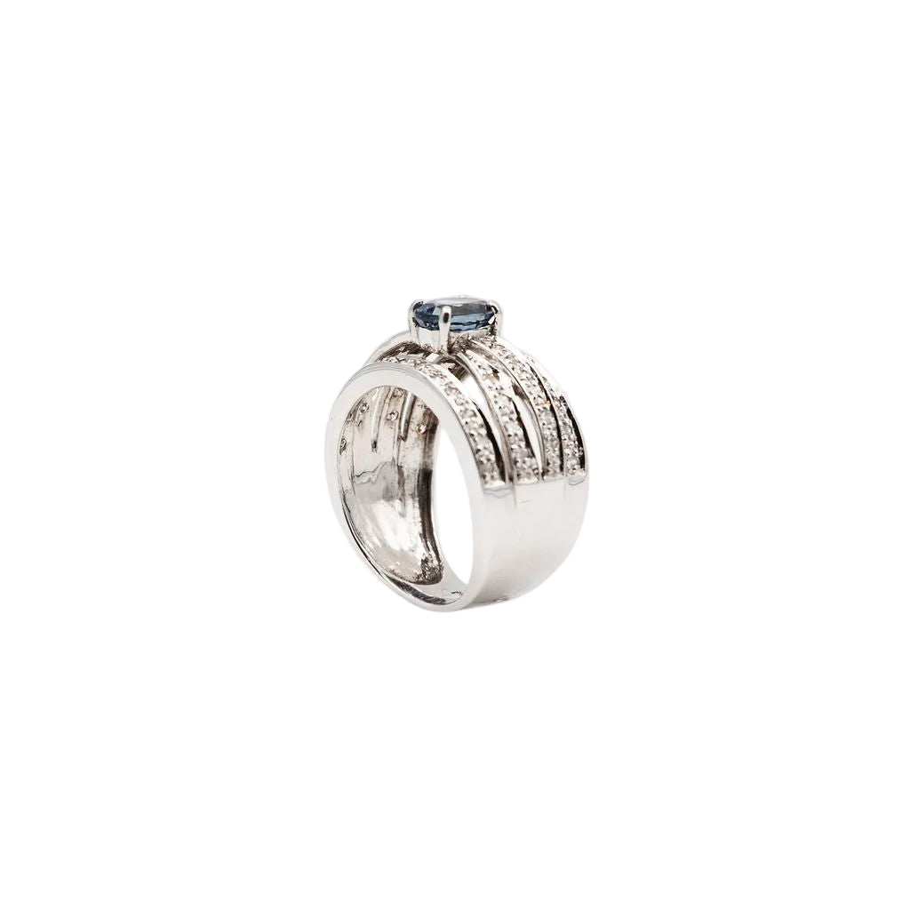 Bague Bandeau en or blanc, saphir et diamants