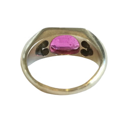 Art Deco white gold bangle ring with a red stone