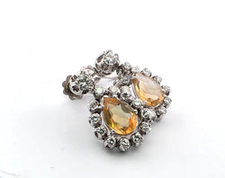 White gold earrings with citrines and diamonds
