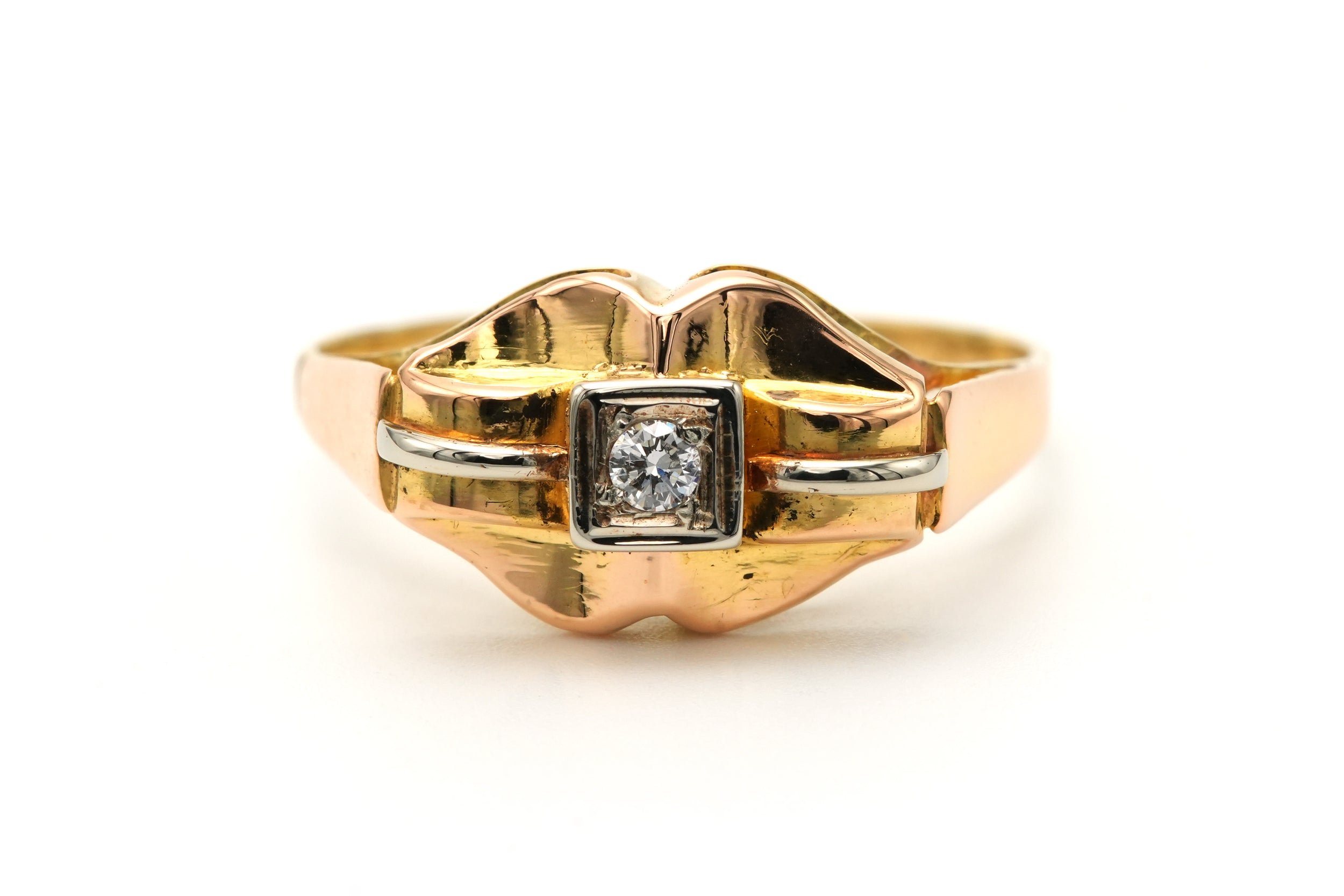Bague Tank en or blanc, or jaune et diamants