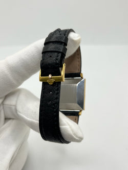Montre JAEGER-LECOULTRE Vintage Carrée plaqué or, argent, acier et cuir
