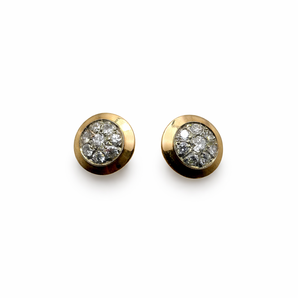 Boucles d'oreilles en or jaune et diamants