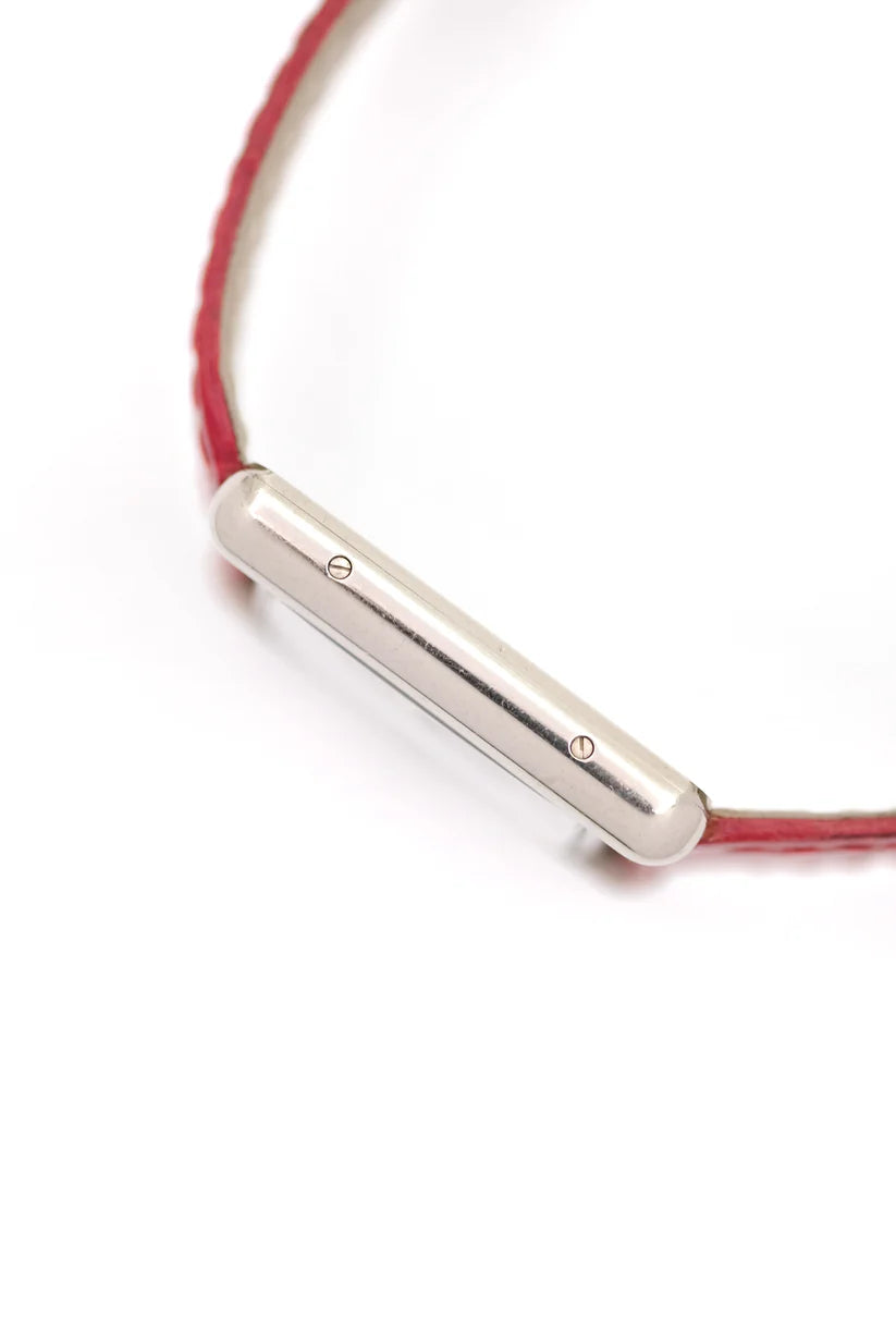 CARTIER "Tank Louis" watch in white gold, sapphire, and leather