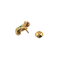 CARTIER "Frog" brooch in yellow gold, Enamel, and rubies