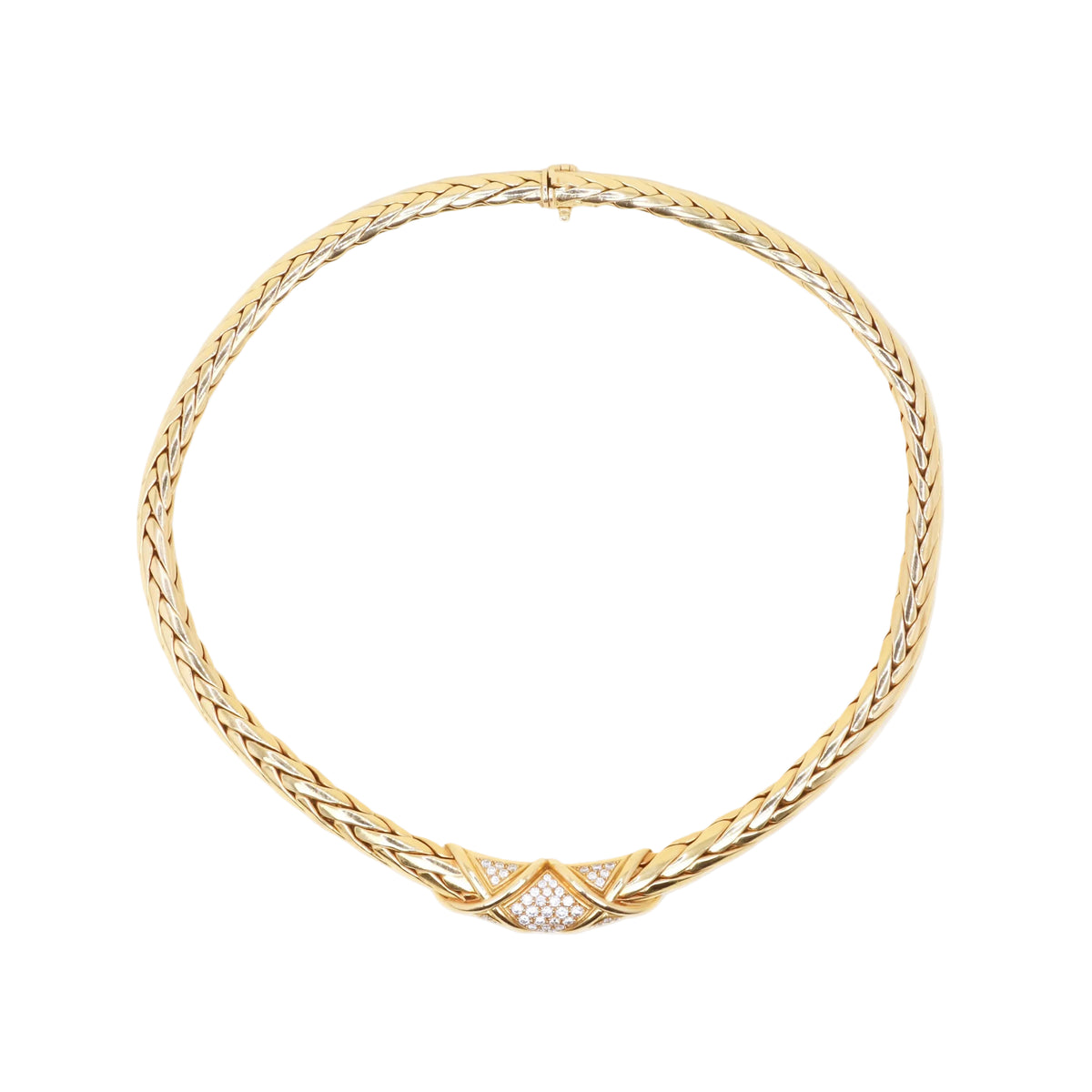 GAY FRÈRES Link Necklace in Yellow Gold and Diamonds