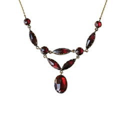Yellow gold, Rose gold and Garnet Drapery Necklace