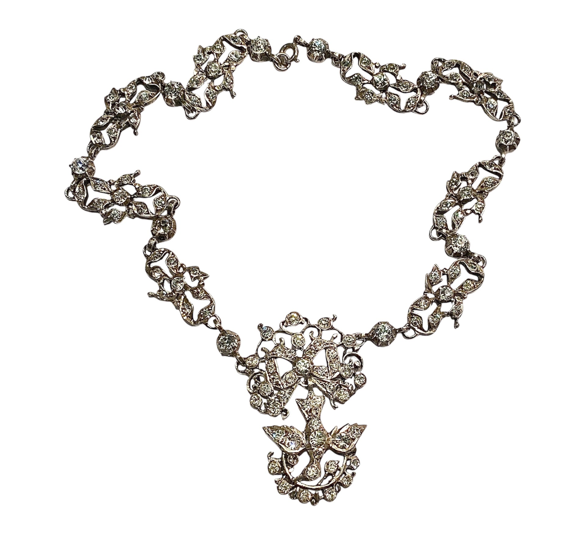 Silver and rhinestone Holy Spirit necklace, circa 1815–1830