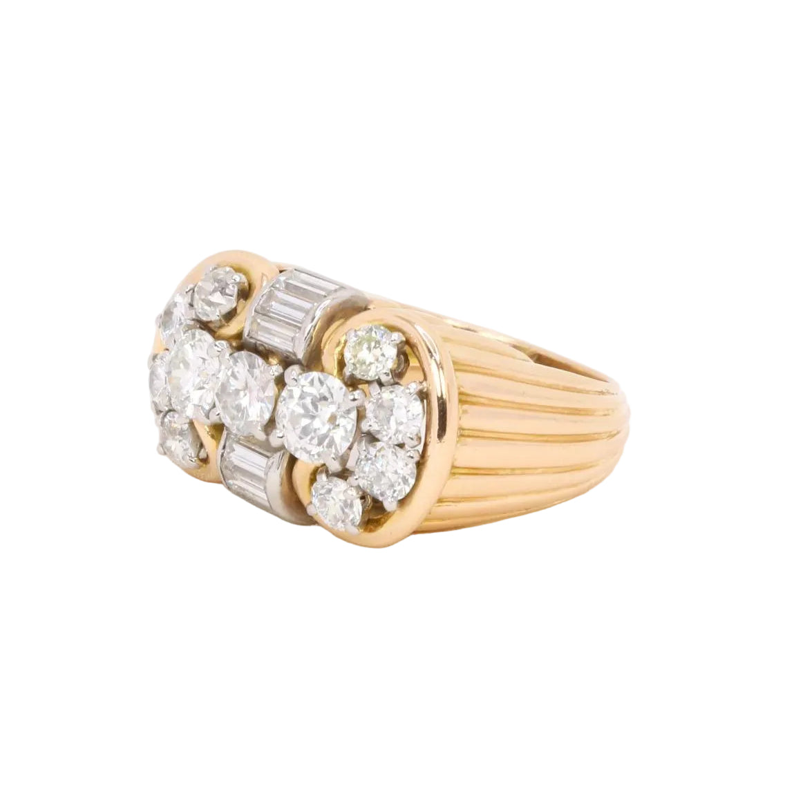 Yellow Gold and Diamond Tank Ring