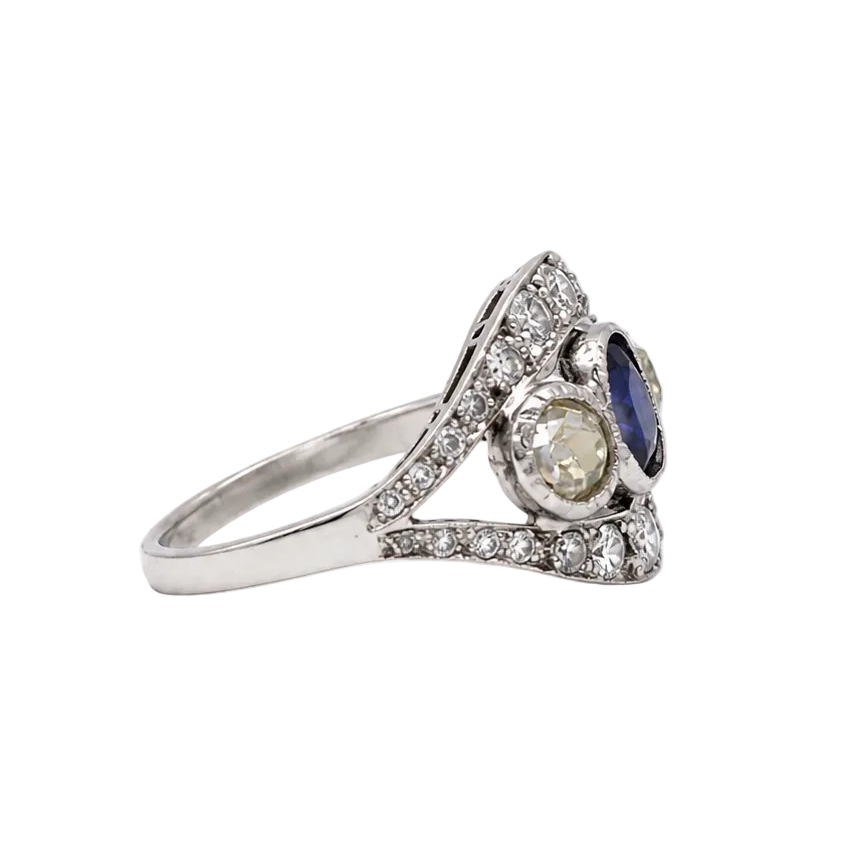 White Gold, Sapphire, and Diamond Ring