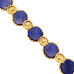 Bracelet vintage en or jaune texturé, lapis-lazuli et diamants.