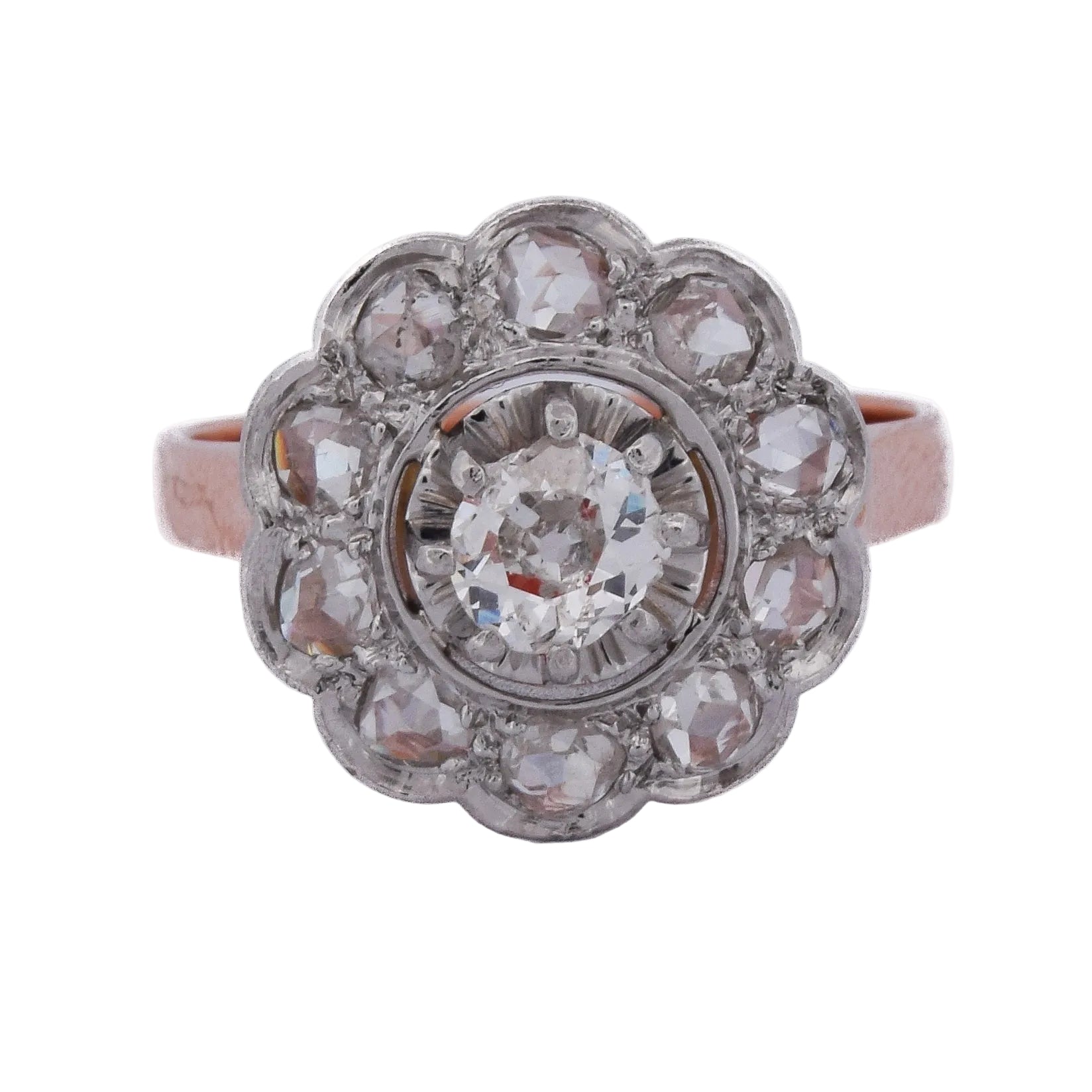 Marguerite Ring in Rose Gold, Platinum, and Diamonds
