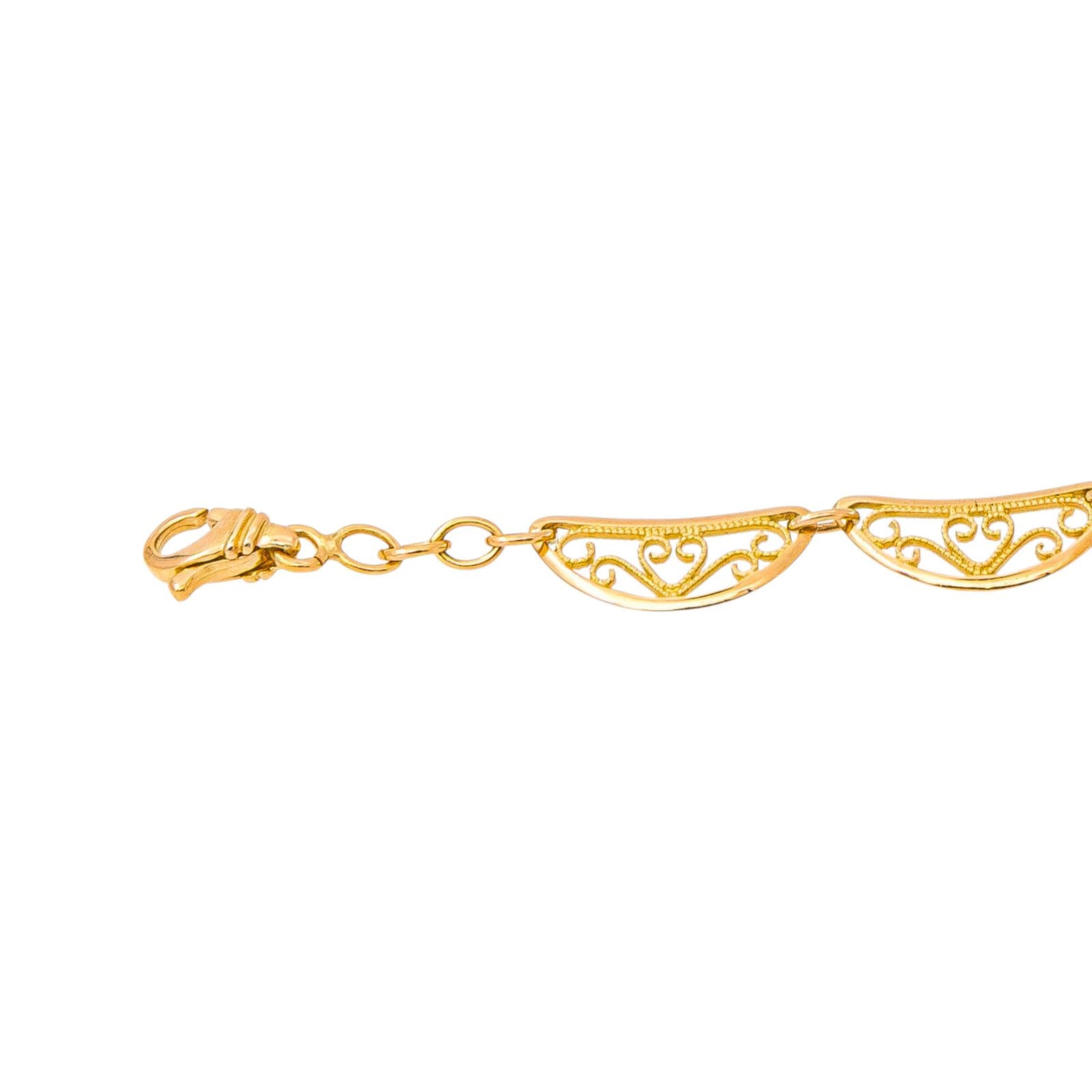 Yellow Gold Filigree Link Necklace