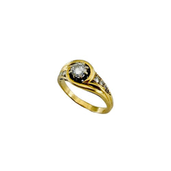 Yellow Gold and Diamond Bangle Ring