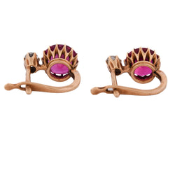 Yellow Gold Lever-back Earrings with Rubies and Diamonds