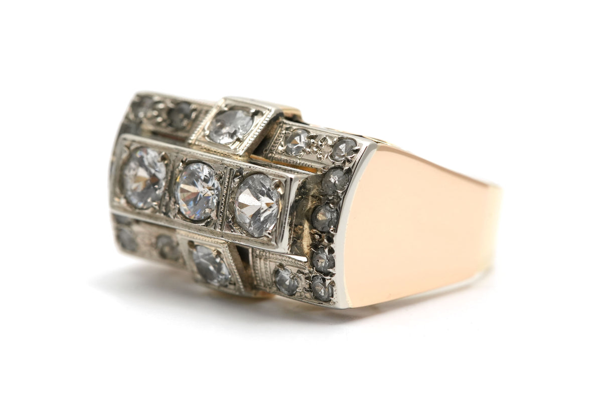 Bague Tank en or jaune et saphirs