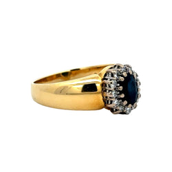 Cocktail Ring in Yellow Gold, Sapphire, and Diamonds