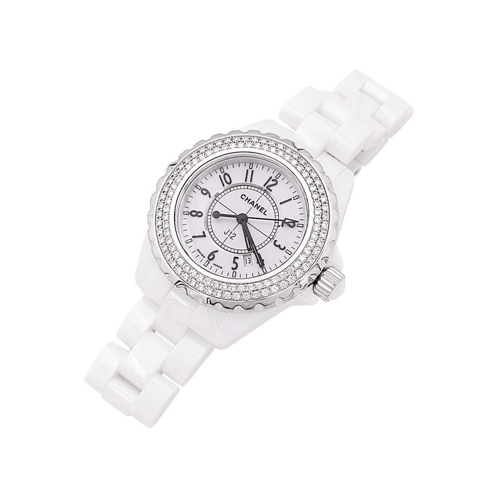 Watch Chanel, "J12", ceramic white and diamonds.