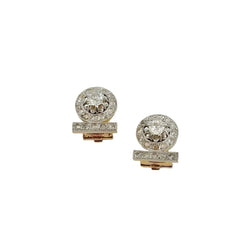 Art Deco Clip-On Earrings in Platinum, Yellow Gold, and Diamonds