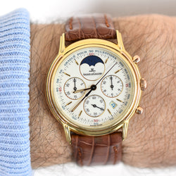 JAEGER-LECOULTRE "Odysseus" Watch in Yellow gold, Rose gold and leather