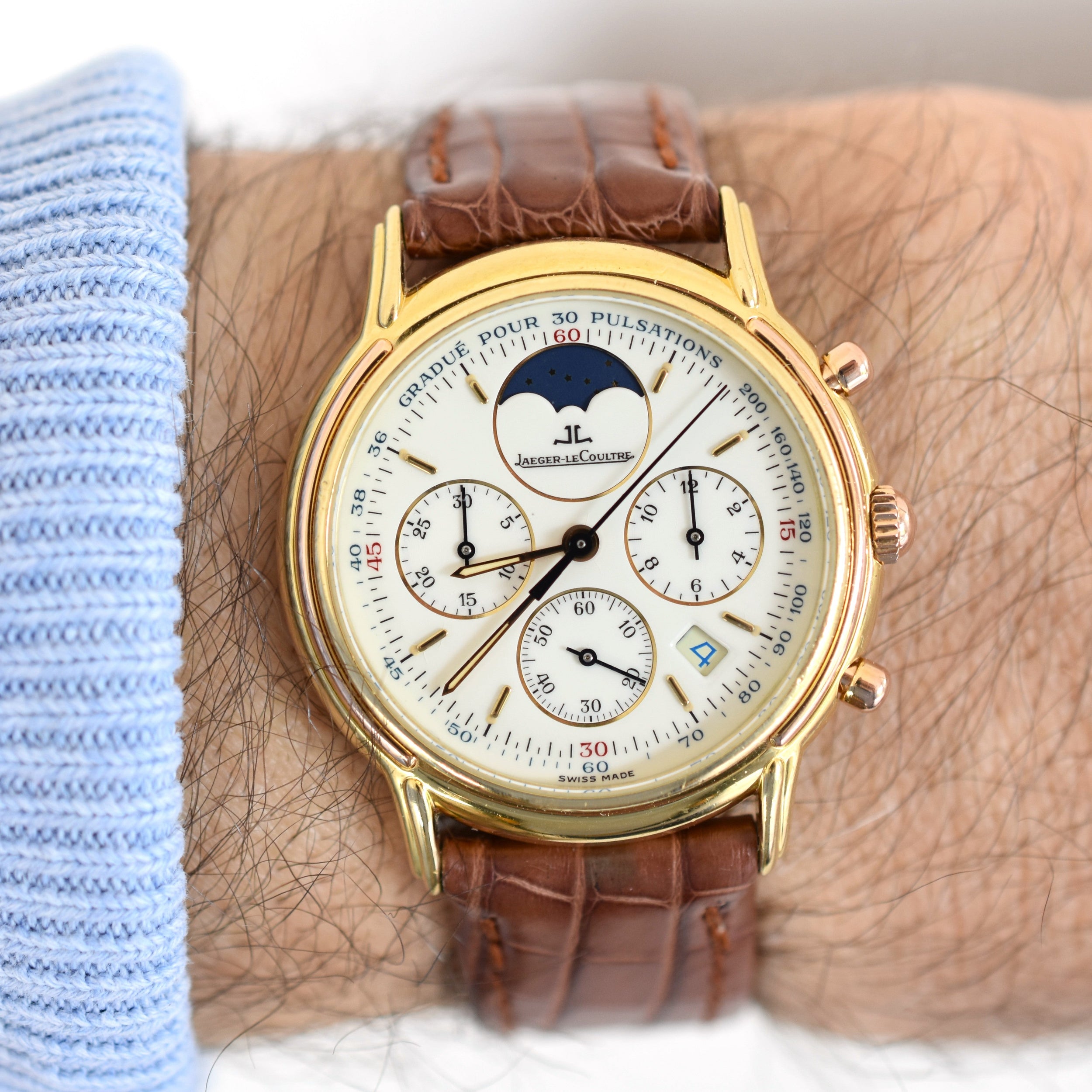 JAEGER-LECOULTRE "Odysseus" Watch in Yellow gold, Rose gold and leather