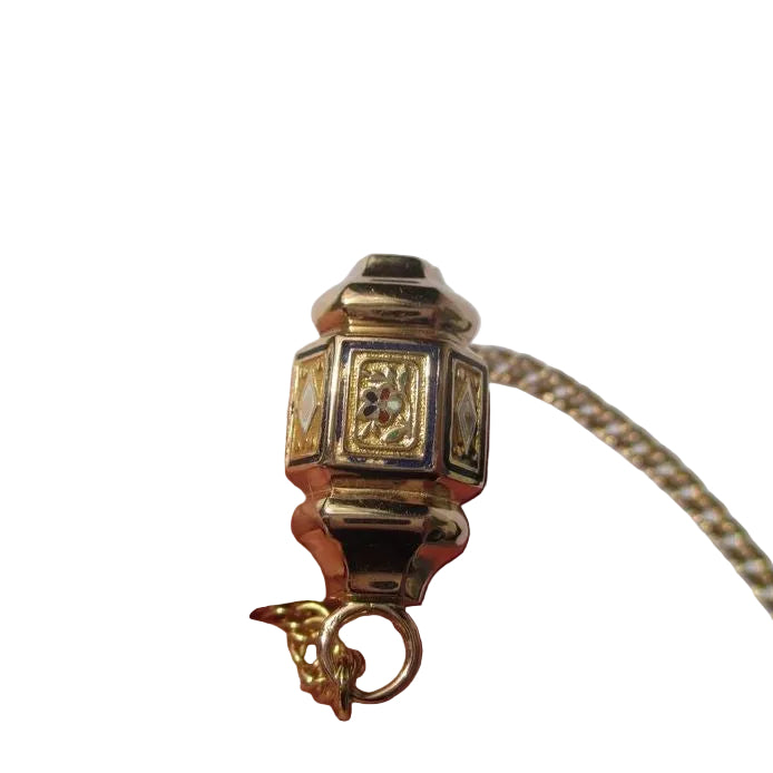 Auvergnat Chain Necklace "Regional 19th Century" with Rose Gold Enamel Clasp