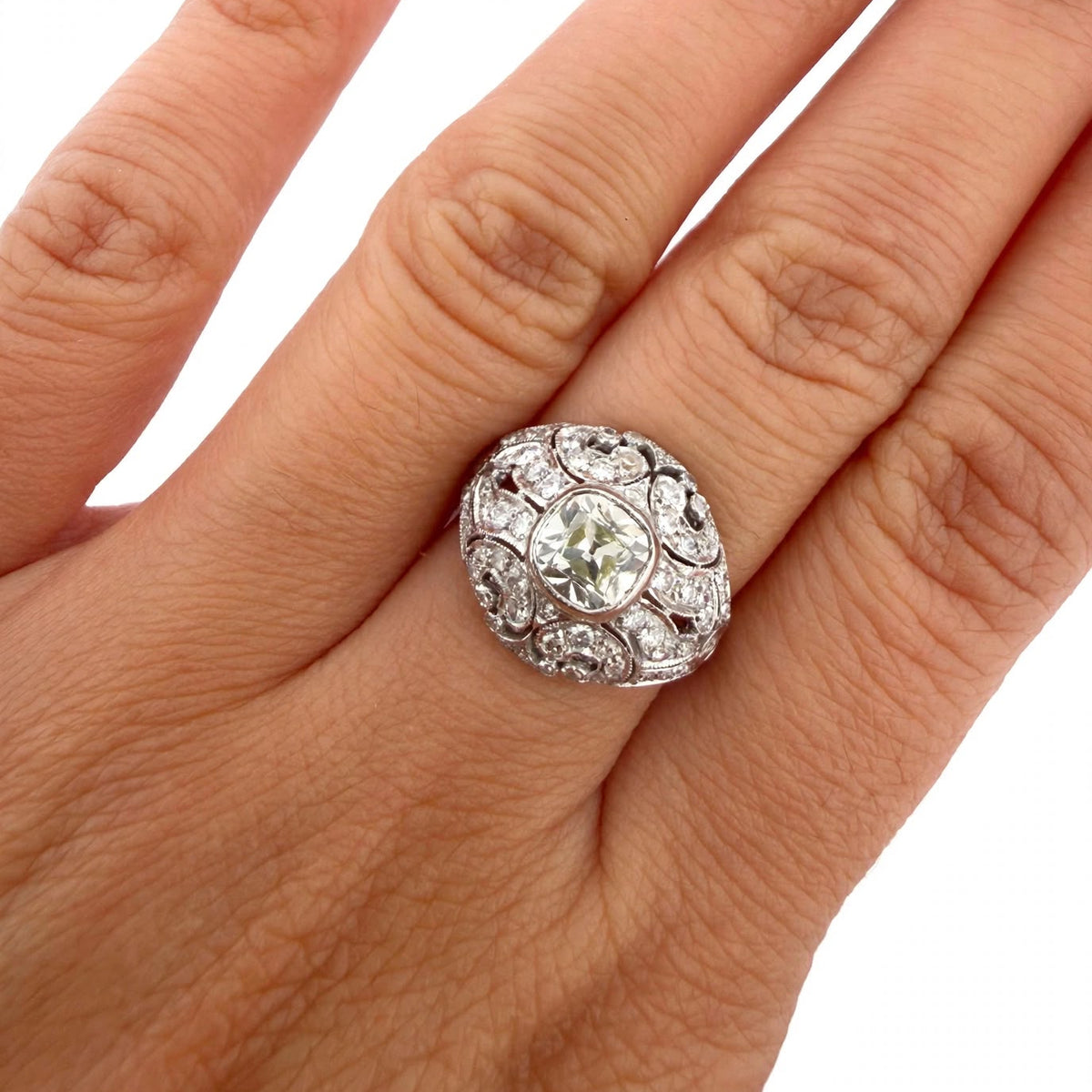 White Gold and Diamond Dome Ring