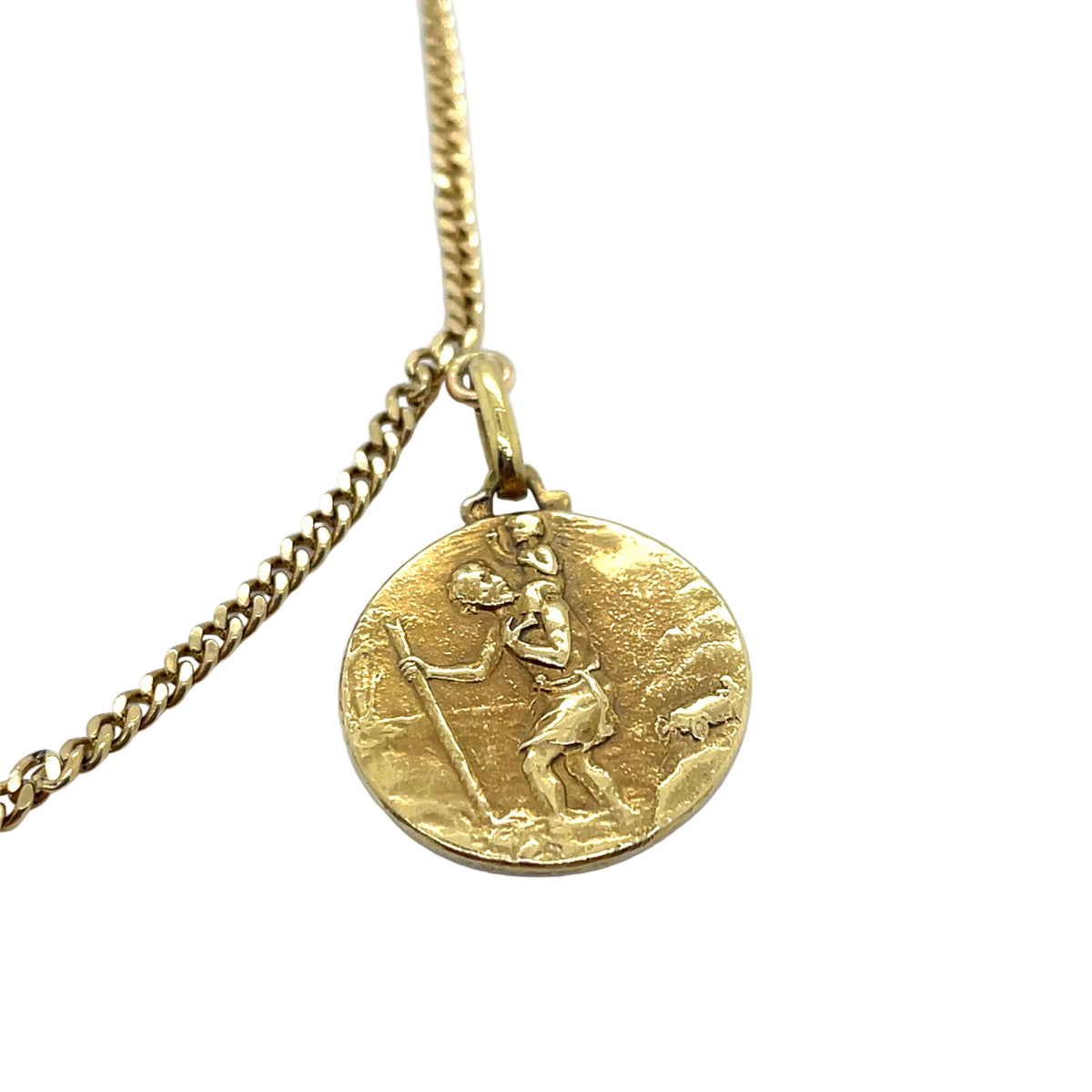 Yellow gold Necklace with 3 Religious Medals