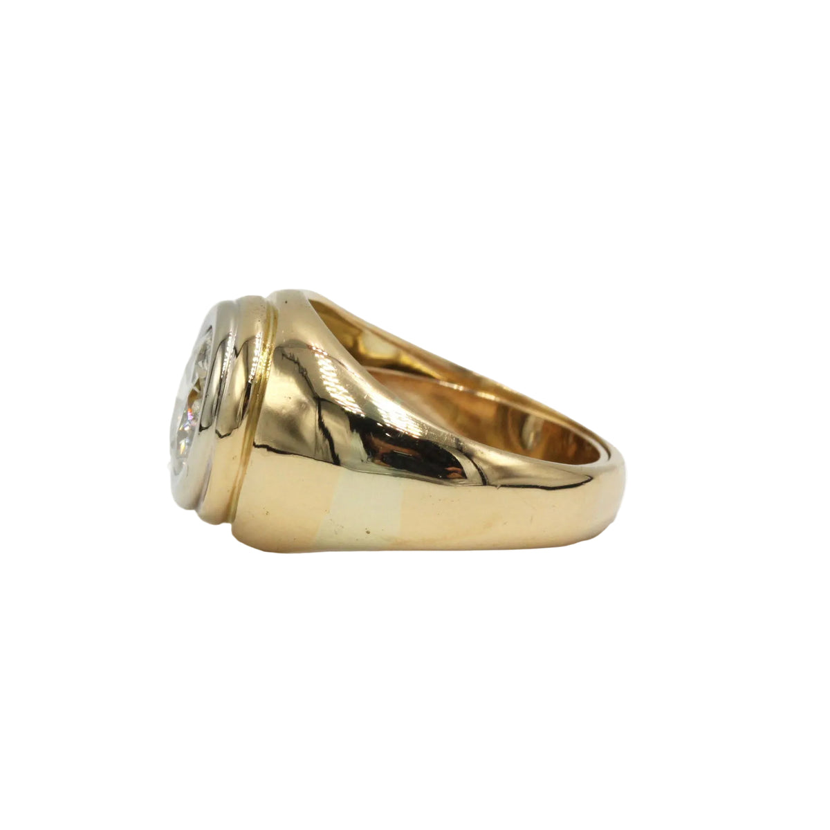 Yellow Gold and Diamond Signet Ring