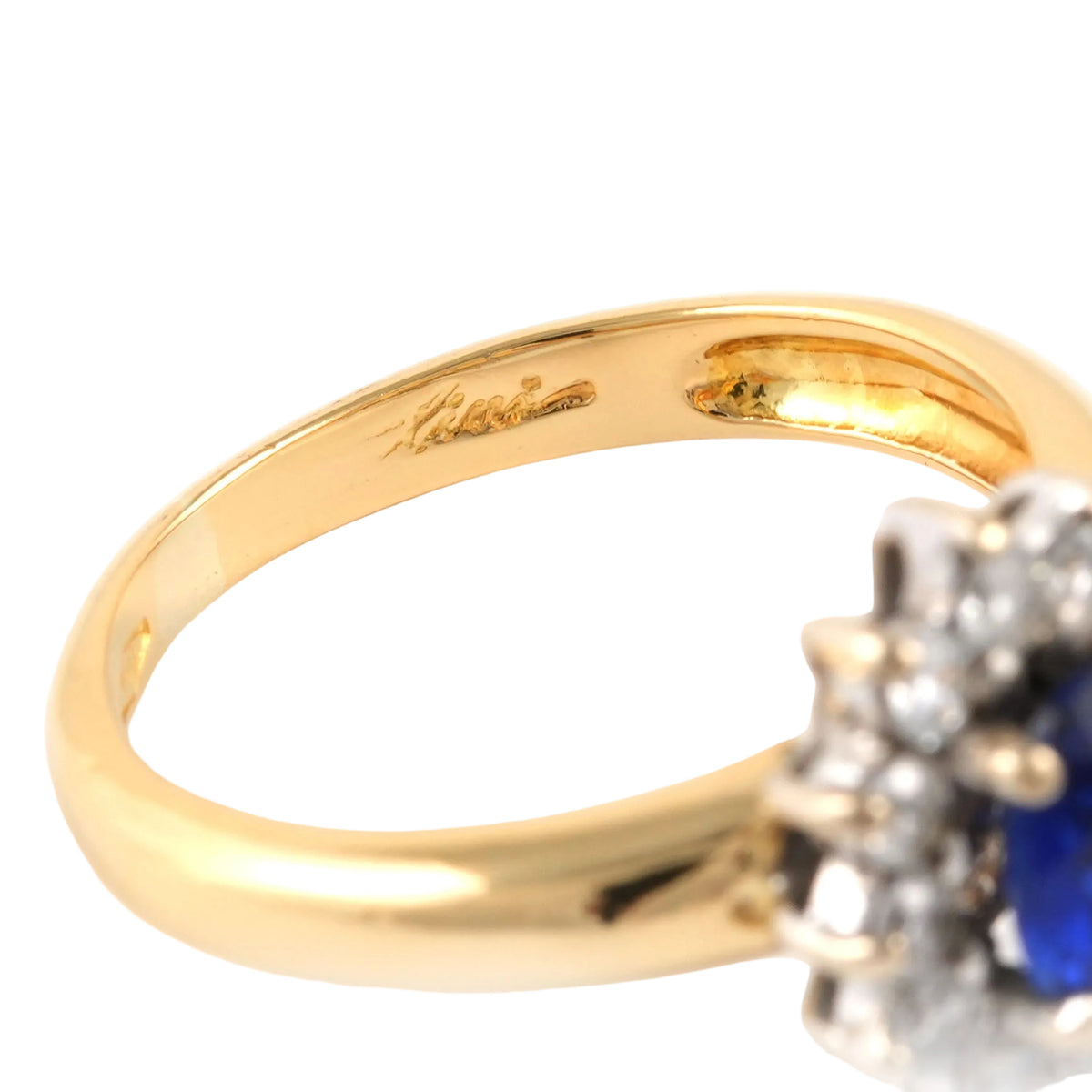 "Entourage" Ring in Yellow Gold, Sapphire, and Zirconia