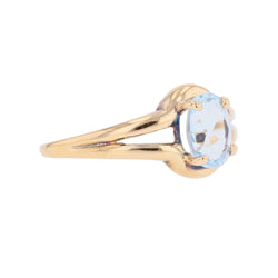 Yellow Gold and Aquamarine Solitaire Ring
