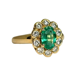 Marguerite Ring in Yellow Gold, Emerald, and Diamonds