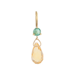 Yellow gold pendant with emerald and citrine