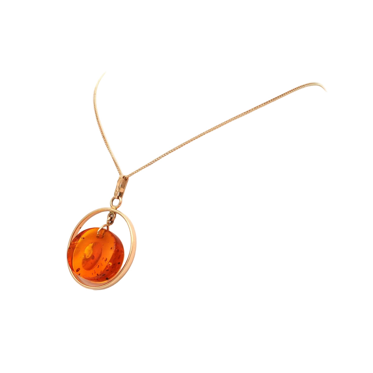 Yellow Gold and Amber Pendant Necklace