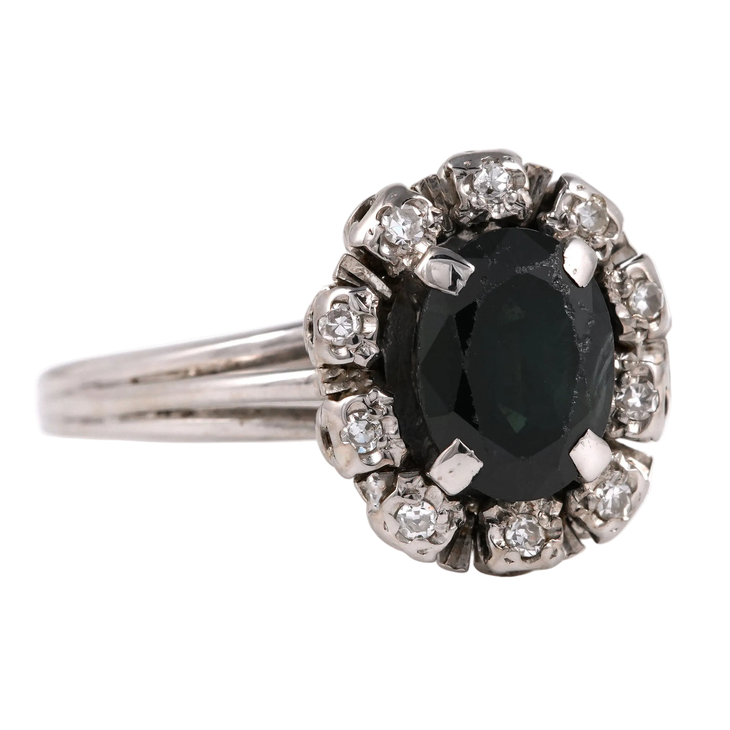 White Gold, Sapphire, and Diamond Ring
