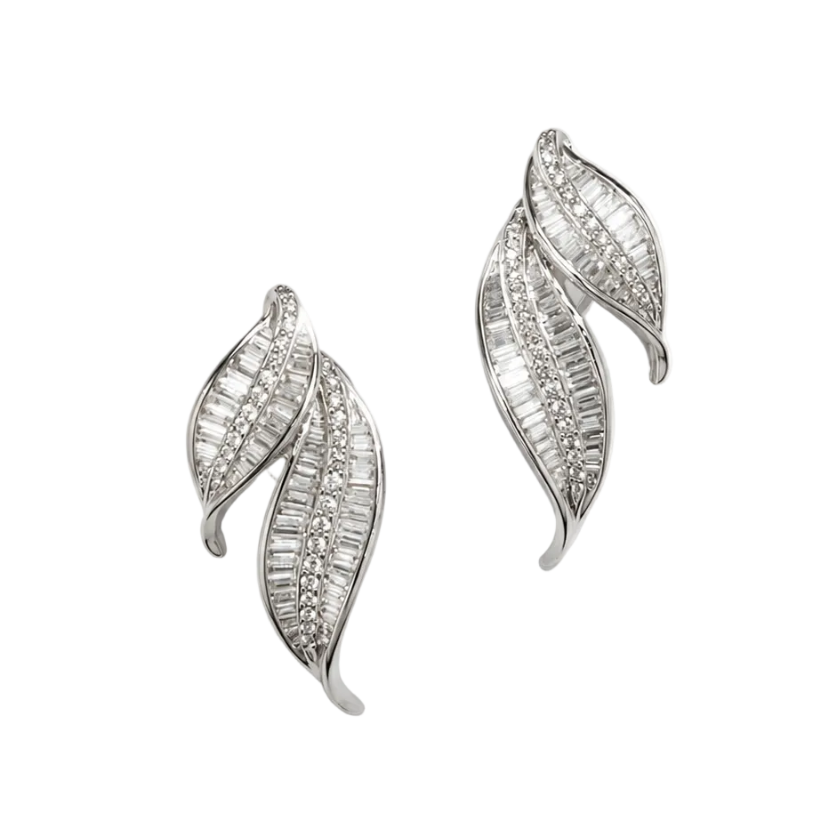 White Gold, Platinum, and Diamond Clip-On Earrings