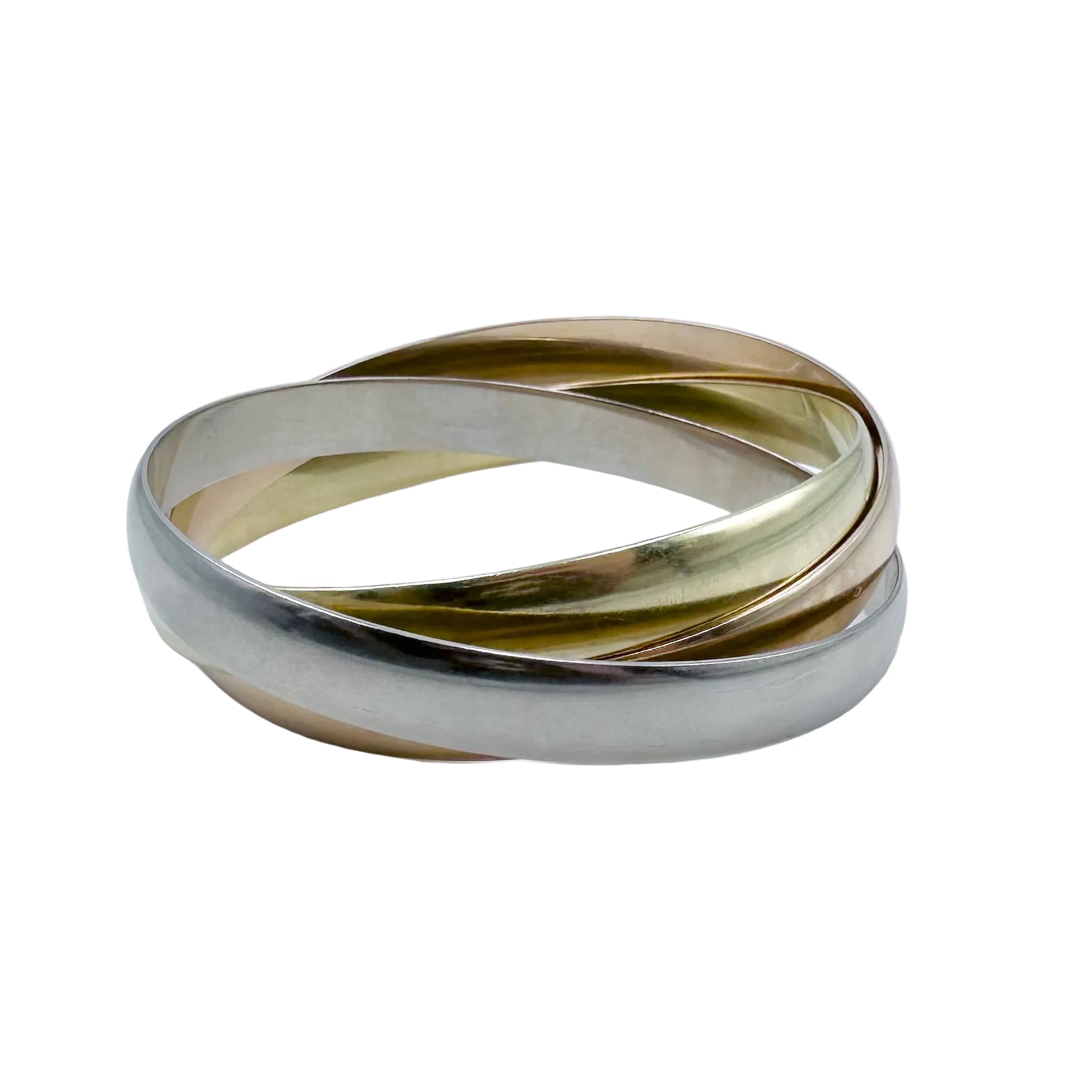 Bangle in yellow gold, white gold, and rose gold